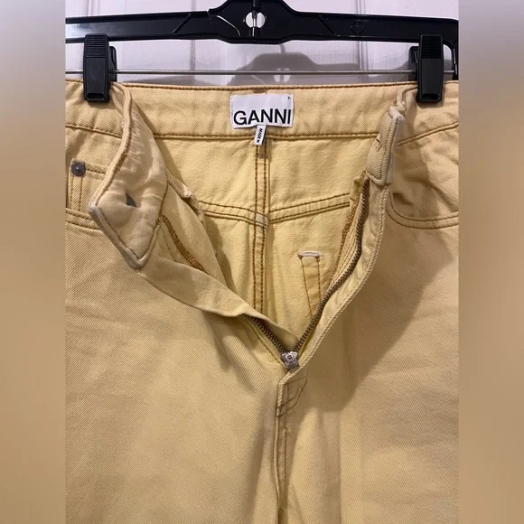 Ganni Magny Wide Leg Yellow Jeans - Picture 6 of 7
